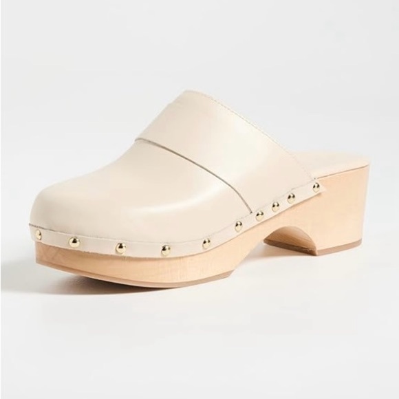 AEYDE NWT Sz 39 Bibi Clogs Cream Clogs with Gold Studs - Picture 6 of 13